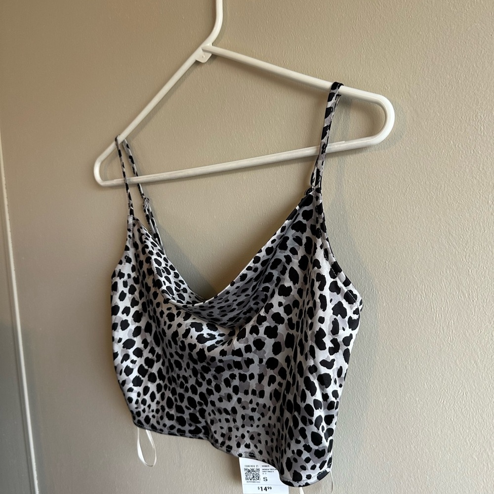 Forever 21 Black and White Spotted Satin Cami